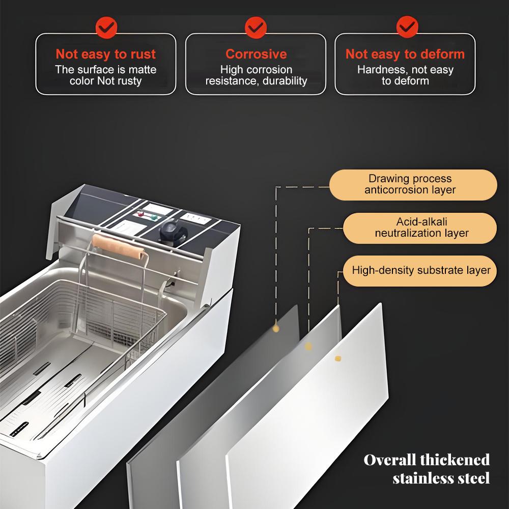 Electric Fryer Home Electric Oil Fryer Pot Large Capacity Stainless Steel Durable for Fried Skewers Dough Sticks Chicken Wings