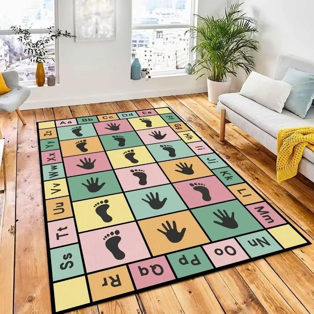 Soft Hopscotch Numbers Carpet Floor Mat Non-Slip Boys Girls Toddler Educational Runner Area Rug for Playroom Bedroom Classroom