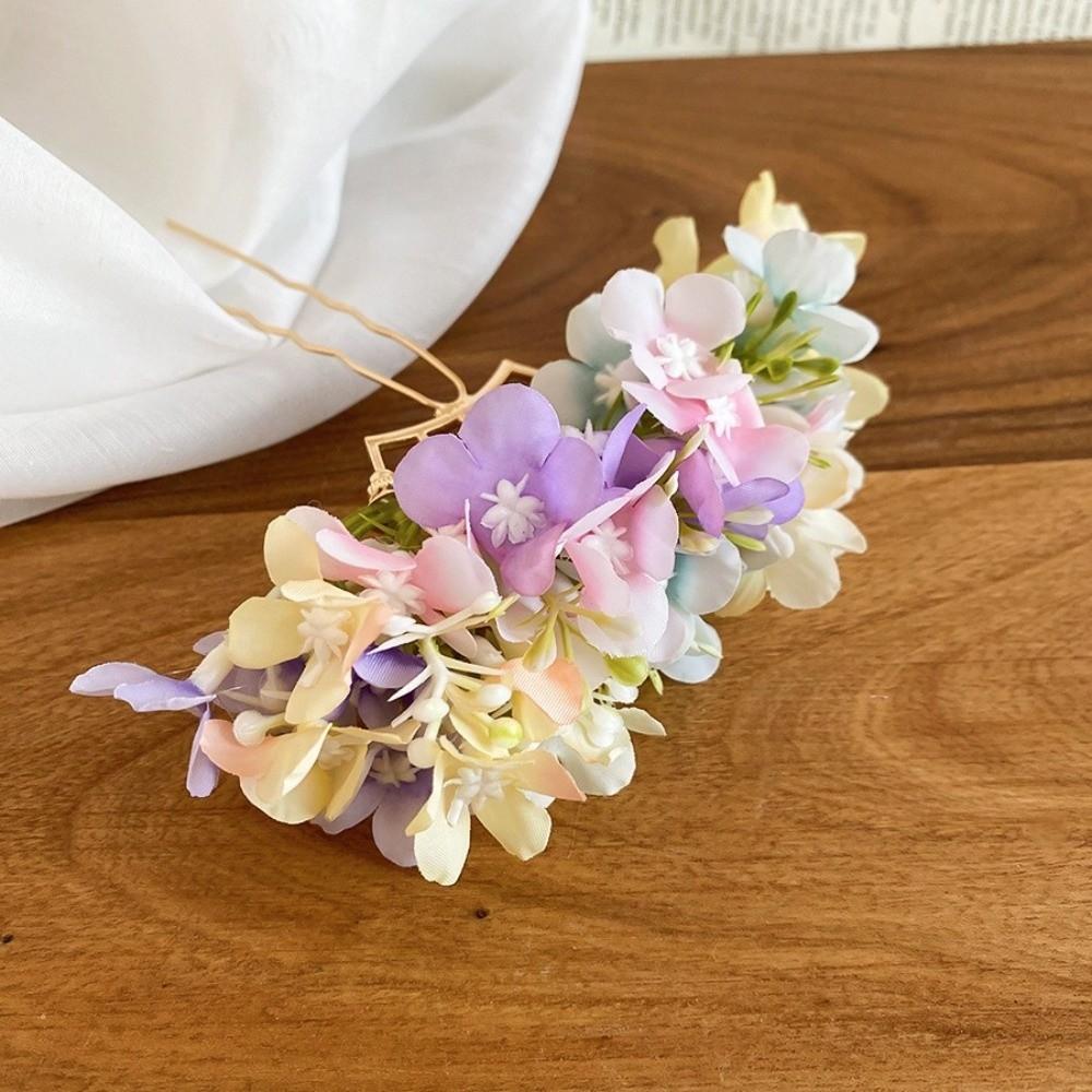 Bohemian Flower Hair Stick Colorful Bride Hair Accessories Elegant Side Clip Daily