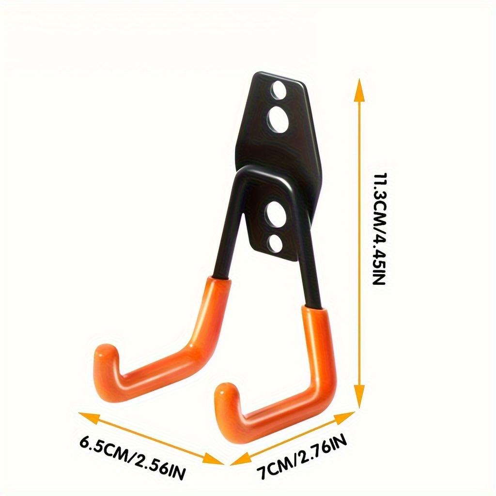 2pcs Metal Hook Garage Organizer Wall Mount Bicycle Hanger Hooks Wall Mount Anti-slip Storage Hook Garage Storage Tool