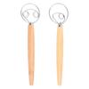Wood Mixing Stick 13-Inch Double/Single Loop Whisk for Eggs Flour & Dough Blending Handcrafted Kitchen Utensil for Baking & Cooking