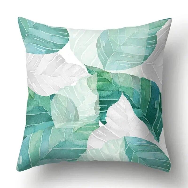 Watercolor Plant Leaf Print Pillow Cover Home Decoration Living Room Sofa Cushion Cover Bedroom Room Decoration 45x45cm