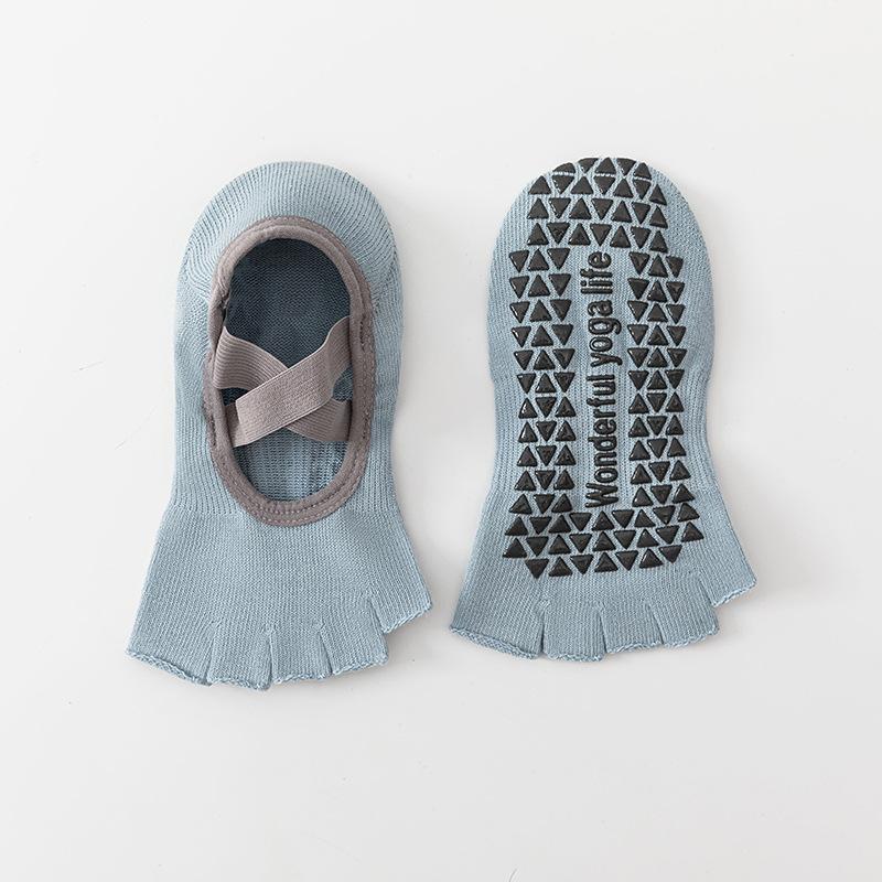 Silicone Non-slip Yoga Socks Women Backless Breathable Toeless Floor Pilates Socks Five-finger Indoor Workout Dance Sports Socks