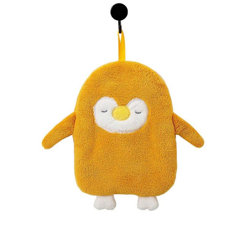 Small Penguin Wipe Hand Towel Hand Towel Kitchen Bathroom Draped Coral Velvet Cartoon Hand Towel Animal Thickening Absorbent
