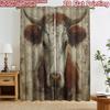 2D Flat Printing 2pcs Curtain Window Curtains Rustic Bull Portrait Digital Printed Polyester Drapes All Season Party & Holiday