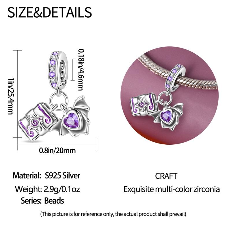 Colorful Copper Purple Witch & Eagle Dangle Charm Fits Bracelet For Women Diy Halloween Pumpkin Beads Party Gift