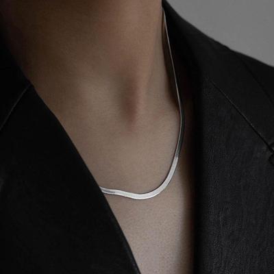 Minimalist European & American Stainless Steel Snake Chain Necklace - Temperament Fashion Clavicle Design.
