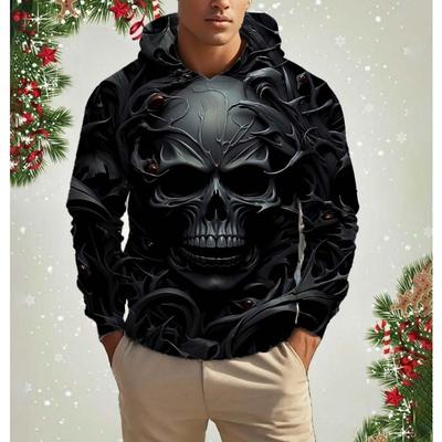 Fashion Skull 3D Print Men's Hoodies Sweatshirts New Halloween Undead Skeleton Casual Autumn Oversized Pullover Daily Clothing