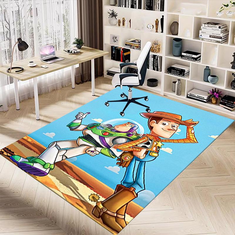 Toy Story Woody Buzz Duo Carpet for Playroom Bedroom Living Room Sofa Home Decor,kids Game Area Rug Non-slip Floor Mat