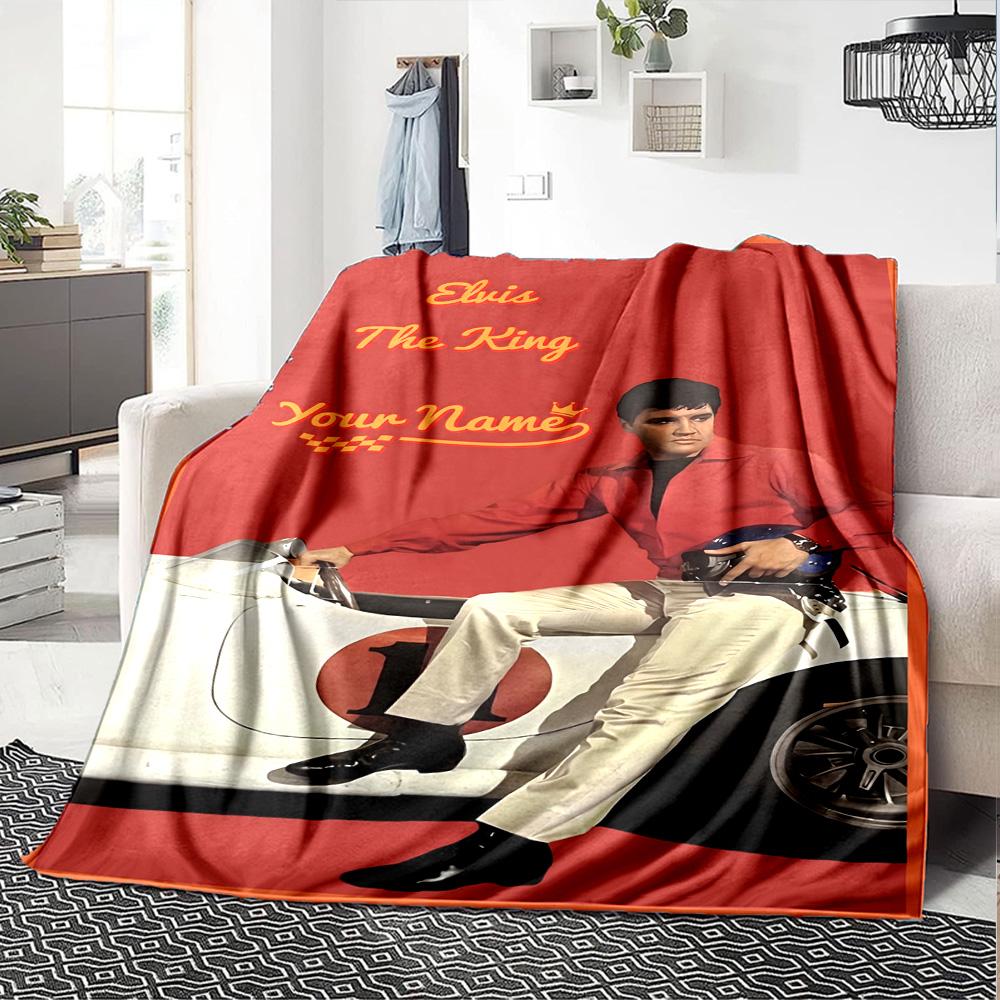 Elvis Presley Personalized Text Blanket Cozy Customizable Blanket Warmthful Decor Perfect for Home Decor Sofa Living Room Bedding