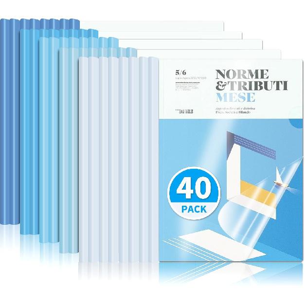 10 Pack, Clear Report Covers with Sliding Bar, 50-Sheet Capacity – Presentation Folders for Letter and A4 Sheets Size, Resume & Document Binders