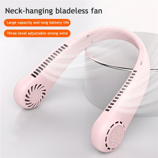 Neck Fan, Lightweight Bladeless Hanging Portable Fan, Hands Free Fan 3 Speed Adjustable Design, Long Battery Life Personal