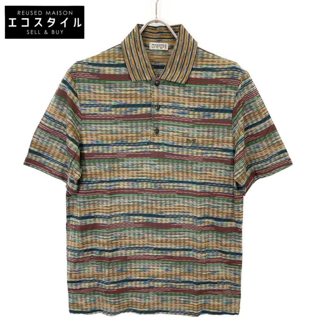 Missoni Excellent Condition All-over Print Polo Shirt Tops XS Green/Brown/YellowUsed