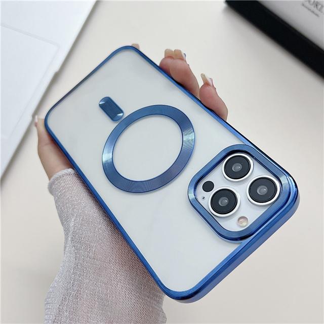 Luxury Plating Transparent Magsafe Magnetic Phone Case For Apple iPhone 11 12 13 14 15 Pro Max Soft Protection Cover On 14 Plus