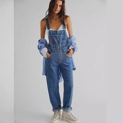 Women's Denim Suspender Trousers - European and American Styles