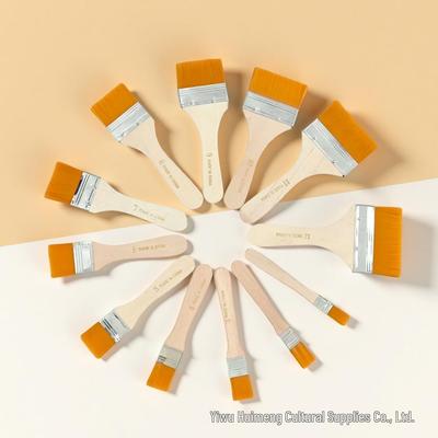 Pennello per Pittura ad Olio in Legno con Setole in Nylon Giallo