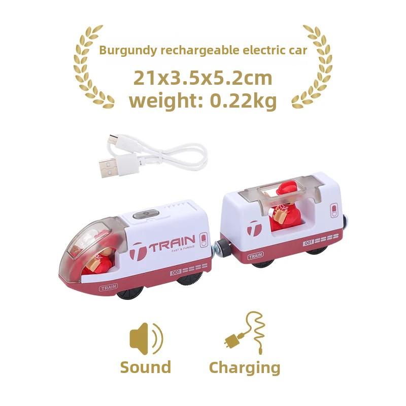 

Игрушки для мальчиков Детский электропоезд 2 секции Магнитная связь Зарядный комплект Совместимые игрушки для автомобилей Деревянный трек Harmony Train
