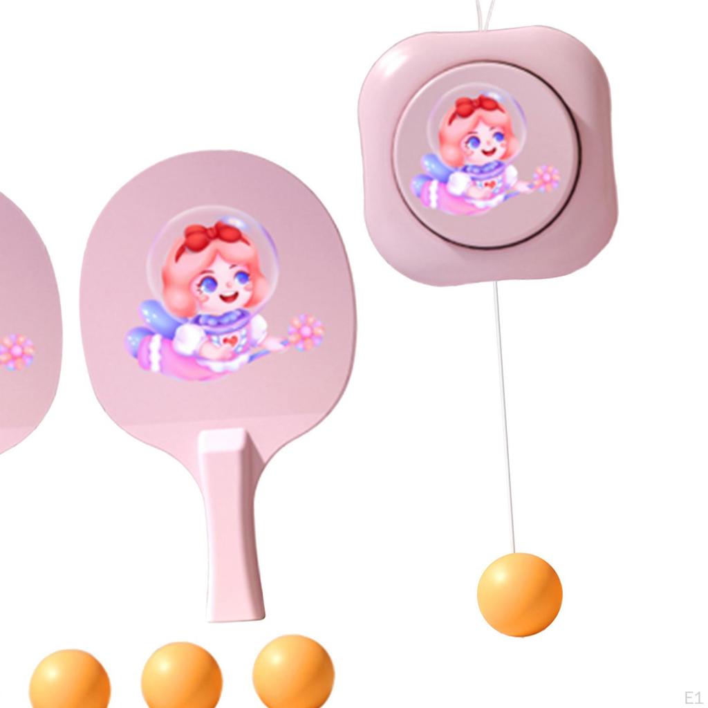 Hängendes Tischtennis-Set mit 2 Schlägern und 5 Bällen, Selbsttrainingsgerät, Trainingsgerät für Mädchen