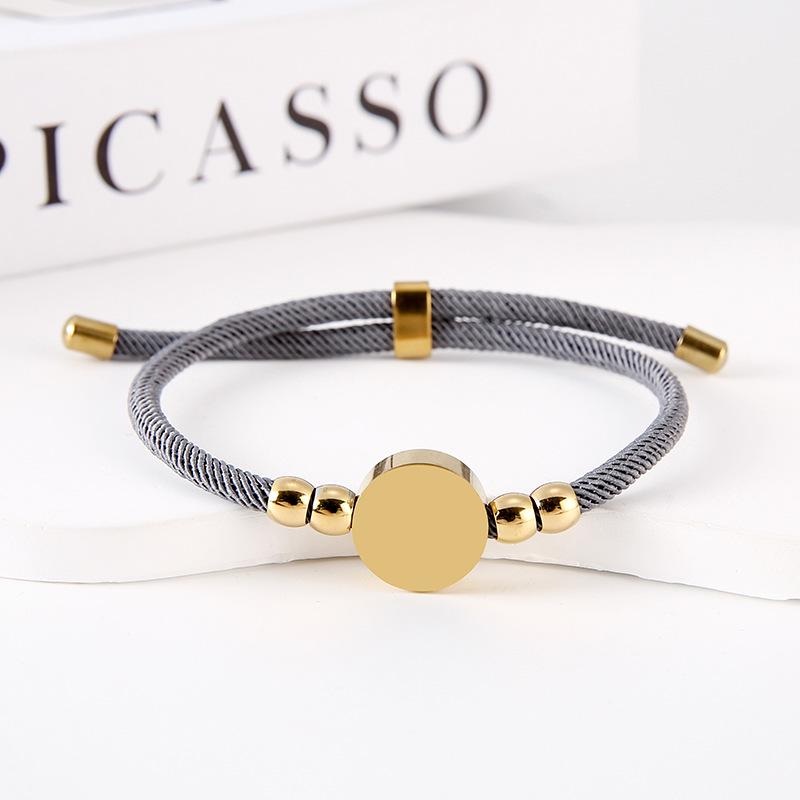 Stainless Steel Multi-Color Adjustable Bracelet with Round Tag for Laser Engraving, 15mm Hole