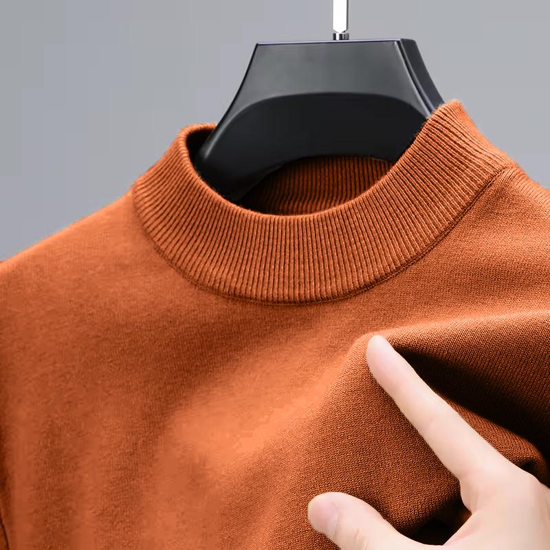 Half Turtleneck Knitwear Sweater New Autumn/Winter Mock Neck Sweatshirts Solid Color Pullovers Man Brand Casual Mens Clothing