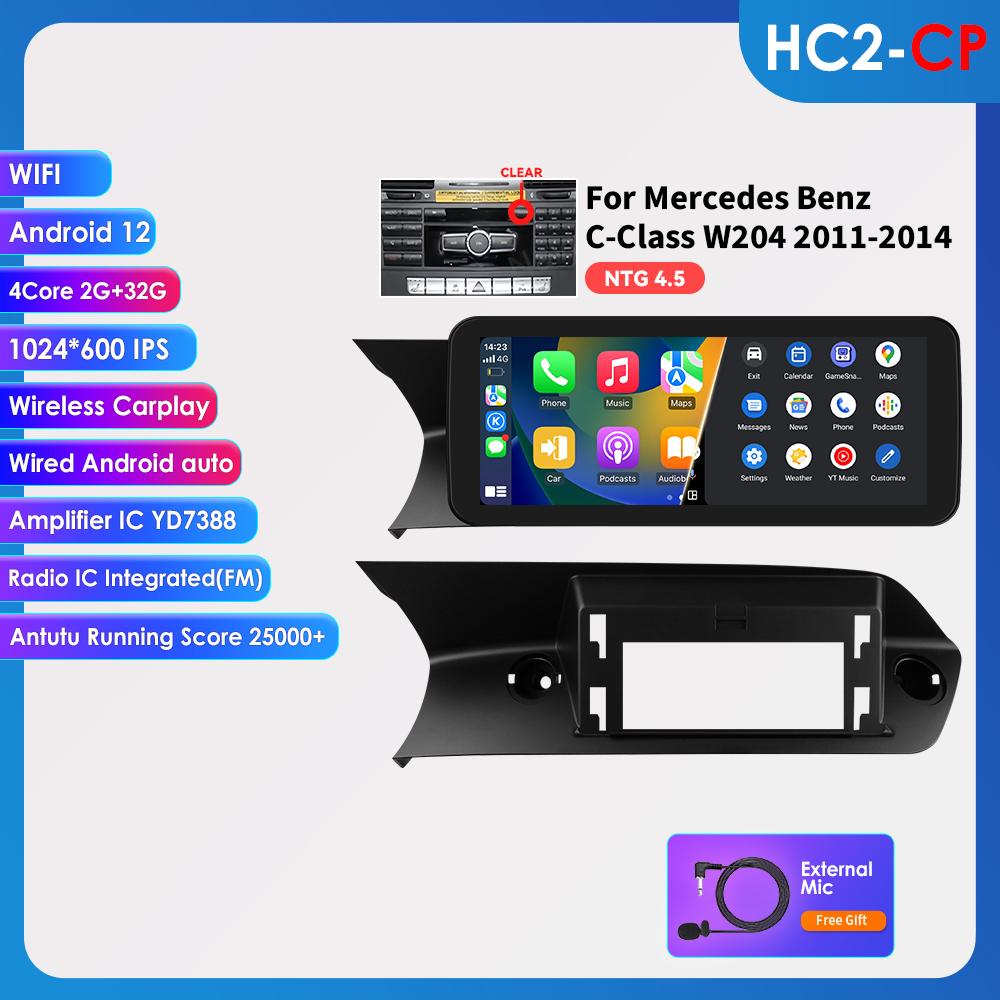 

Ossuret 10.25 Carplay Android 13 Auto radio Bluetooth For Mercedes Benz W204/S204 C-Class NTG 4.0 4.5 2008-2014 car intelligent systems multimedia HC2 2G 32G