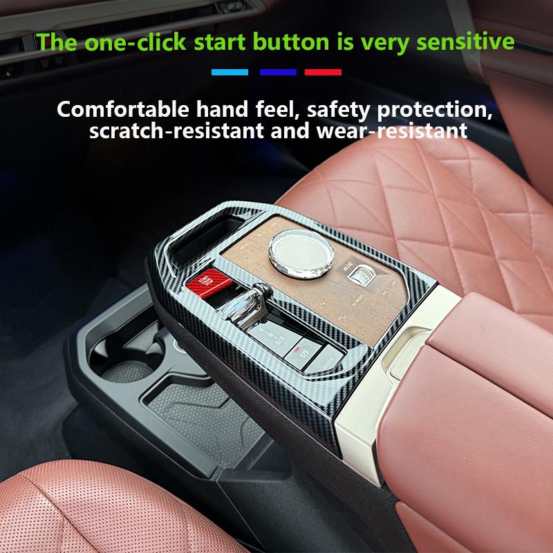 For BMW iX 2025-2025 Car Red / Blak Real Carbon Fiber One-key Start Button Decorative Stickers Interior Accessories