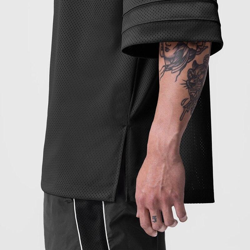 Do The Work  Mens V Neck Oversized Mesh Gym Sports Solid Color Dropped Shoulders Summer Bodybuilding Fitness Workout Tee Shirt