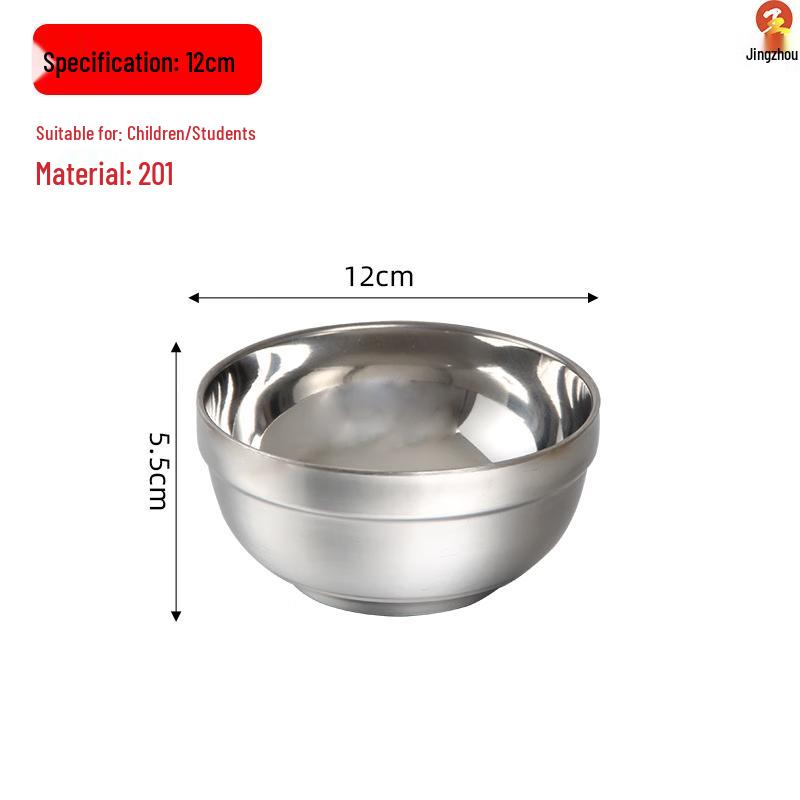 Jingzhou Deepened Double-Layer Stainless Steel Insulated Bowls 12cm