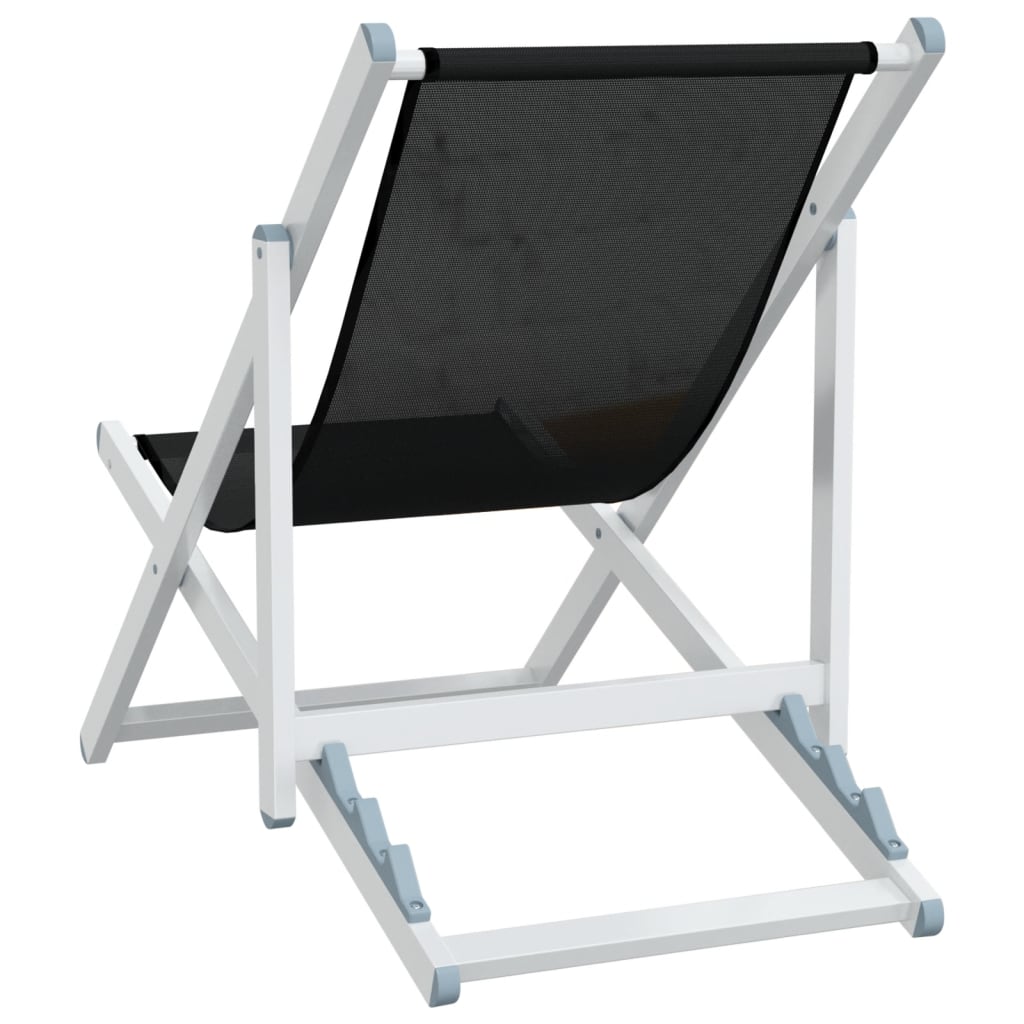 Beach Chairs 2 Pcs Foldable Black Aluminum and Textilene