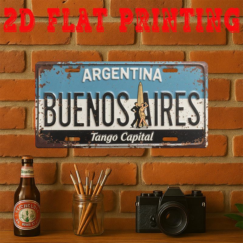 D Printed Sign One Piece Vintage Metal Tin Sign Decorative Plaque And Signboard Buenos Aires City Sign Obelisk Vintage 15x30cm(5.9x7.8inch)