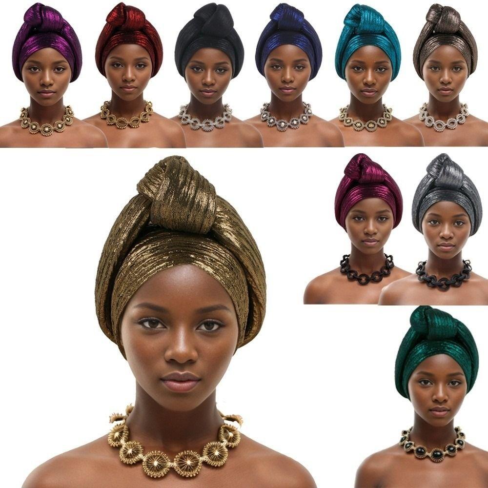 Polyester African Gele Headwrap Front Knot Elegant Headpiece Chic Nigerian Yoruba Turban Party