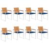 Garden Chairs Set of 8 with Cushions Solid Acacia Wood
