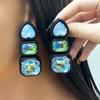 Resin Shiny Rhinestone Earrings Colorful Colorful Dangle Earring Geometric Square Studs  Women