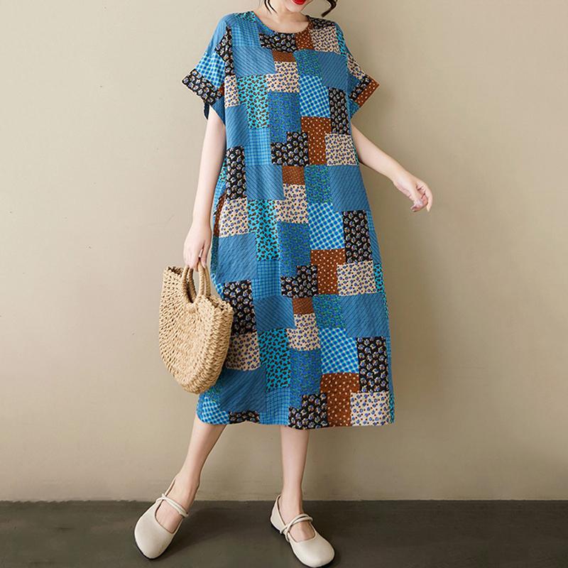 XITAO Irregular Print O-neck Dress ZMY1128