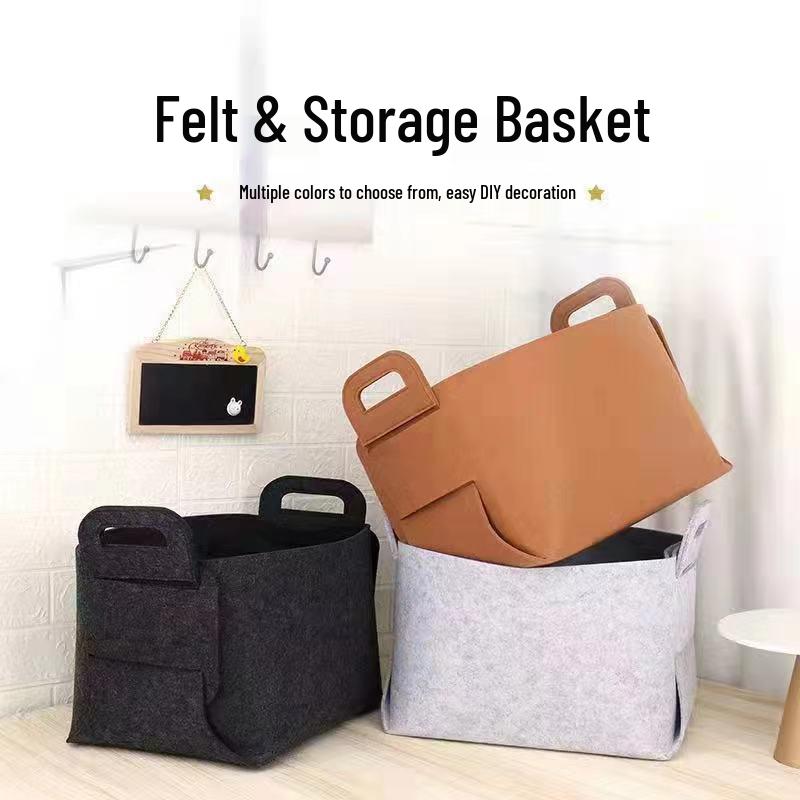 Felt Storage Basket with Handle - Multipurpose Organizer for Toys, Laundry, and Sundries with Custom Logo