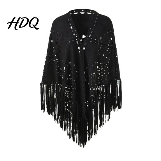 Winter Coat Accessory Women Shawl Hollow Tassels Hem Scarf Color Versatile Warm Fabric Comfortable Wrap Classic