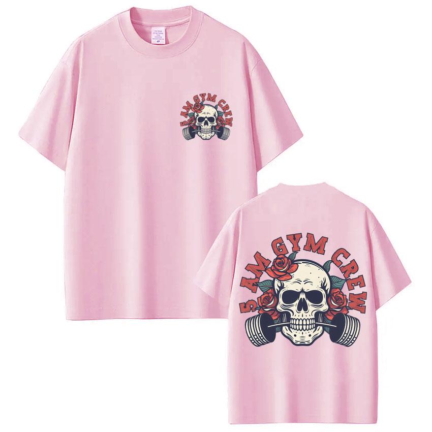 5 Am Gym Crew Skeleton Graphic T Shirt Unisex Women Fashion Aesthetic Gothic Tshirt Oversized Cotton Casual Tshirts Streetwear