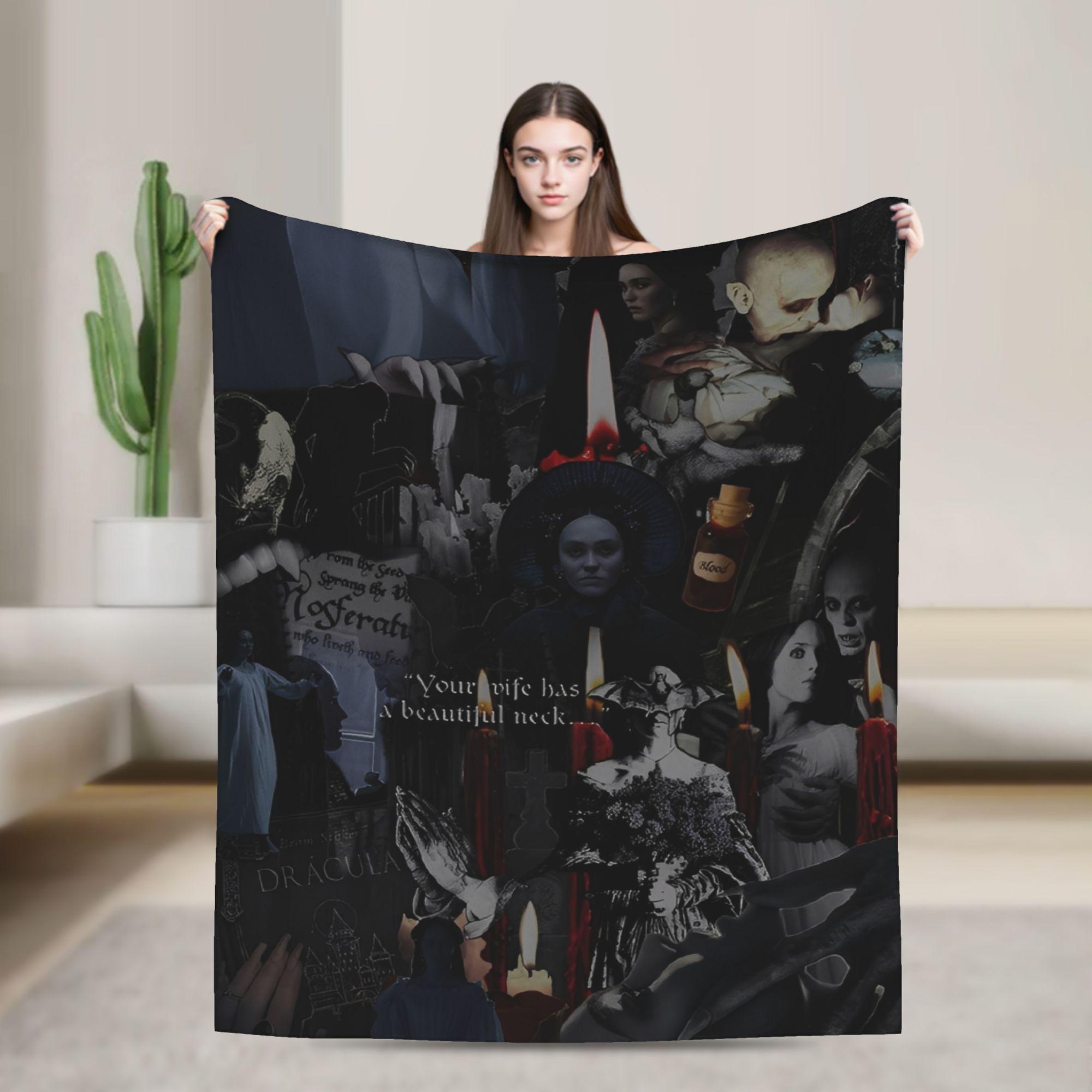 

Nosferatu Vampire Dracula Blanket Flannel Winter Horror Movie Halloween Portable Warm Throw Blankets for Bedding Throws 75x90cm