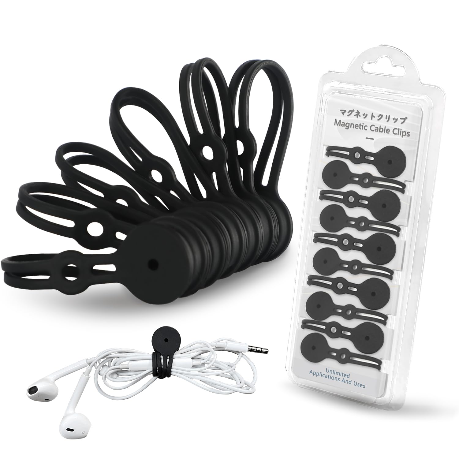 

MAVEEK Strong Magnetic Clips, Anti-Loss, Cutout Design, New Magnetic Silicone Cable Clips, Tighten Cable Ties, Multi-Purpose Cord Clips for Cars,