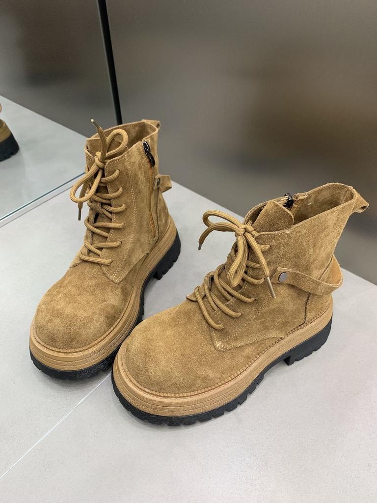 Nové dámské platformové martensky britský retro styl šněrovací kotníkové boty pohodlné ležérní pracovní boty robustní podrážka