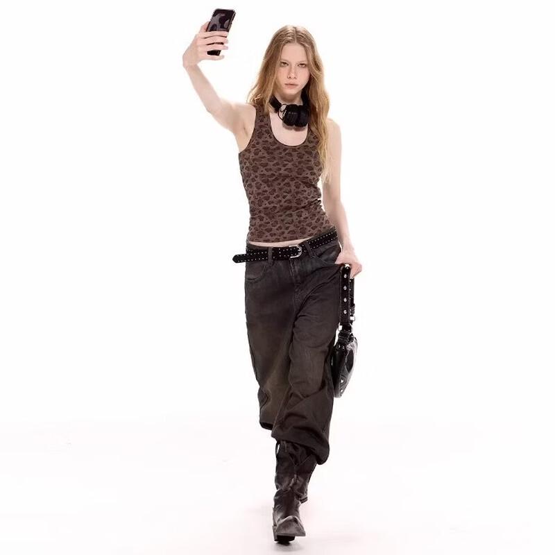 ICH MODE Women's Leopard Print Racerback Camisole