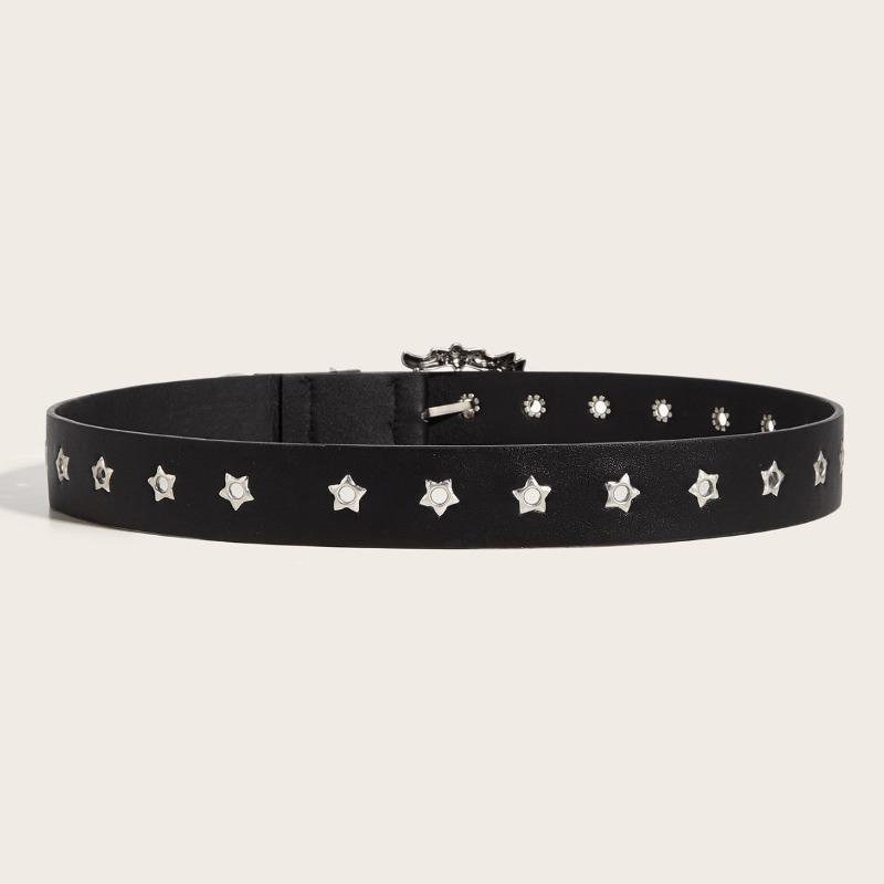 Cintura in Pelle alla Moda con Borchie a Stella Uniche per Giovani Adulti Versatile di Alta Gamma Punk- Chiusura a Spilla Cintura Casual da Donna