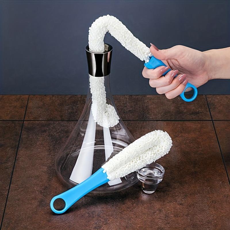 

1 шт., щетка для чистки графина для вина из этиленвинилацетата - произвольная изогнутая щетка для чашки красного вина для кубков и кальянов - простой в использовании и эффективный инструмент для чистки 1pc синий