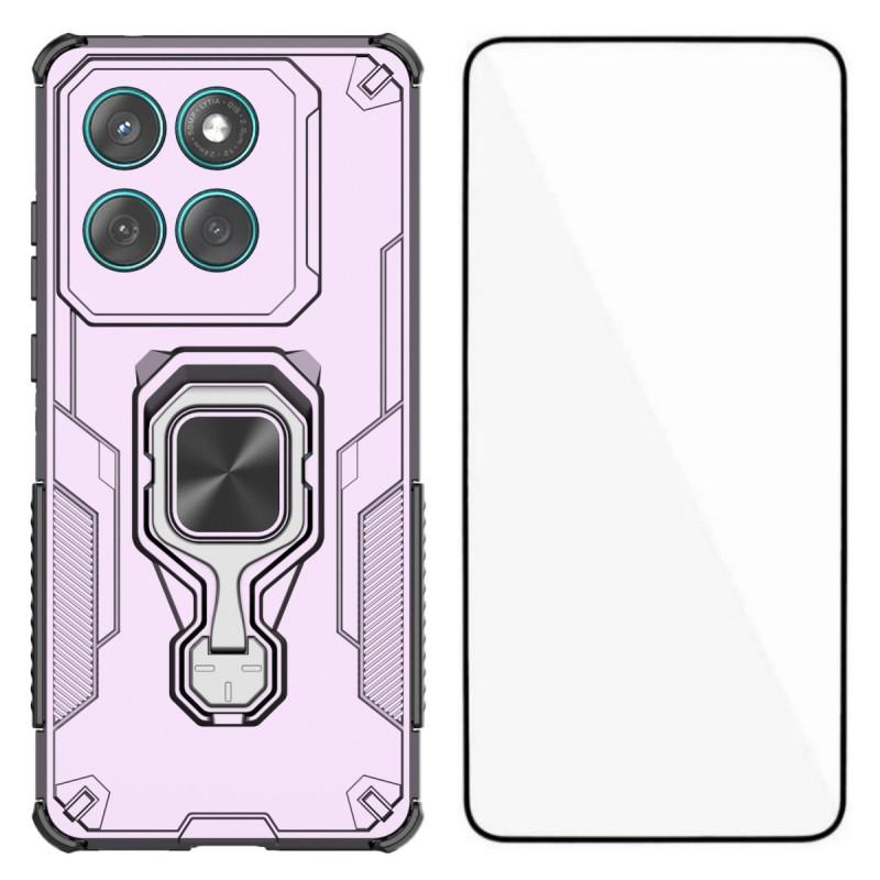 

For Motorola Edge 60 Fusion 5G Phone Case WANLONFENG PC TPU Back Cover Kickstand with Tempered Glass D