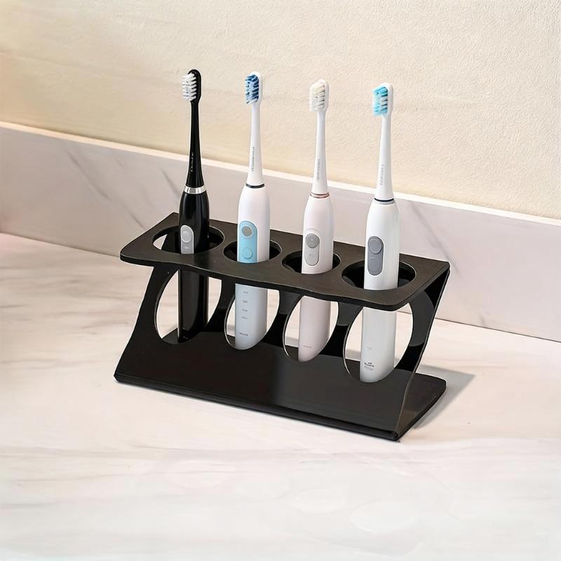 Modern 3D Printed Toothbrush Stand Organizers For Electric Brushes And Mouth Care Products In Delicate Black Or White