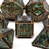 7 Pcs Copper Green Skull Metal Dice Solid Metal Polyhedral Dice Set Suitable for Role-Playing RPG  Board Game Card Game