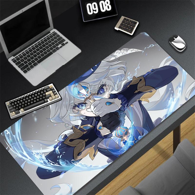 Genshin Impact Furina Anime Game Mouse Pad Kawaii Gaming Accessories Large NonSlip Keyboard Mat For Pc Laptop Office 900x400