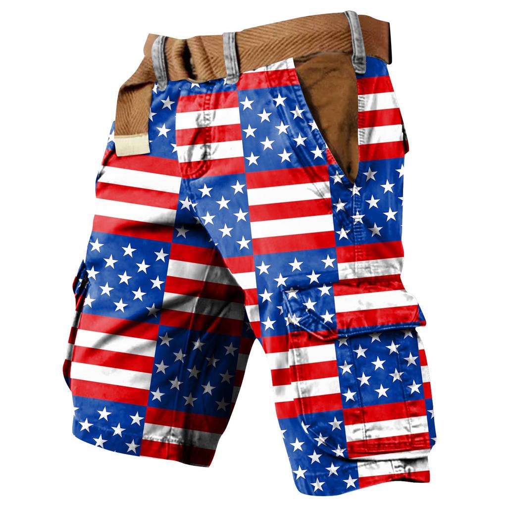 Herren Unabhängigkeitstag Bedruckte Mehrfach-Taschen Workwear Shorts