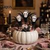Halloween Wall Decorations Decoration, Skull Pumpkin Vase Insert, Gothic Ghost Feather Flower Theme Decor Arrangement, Spooky Dark Centerpiece
