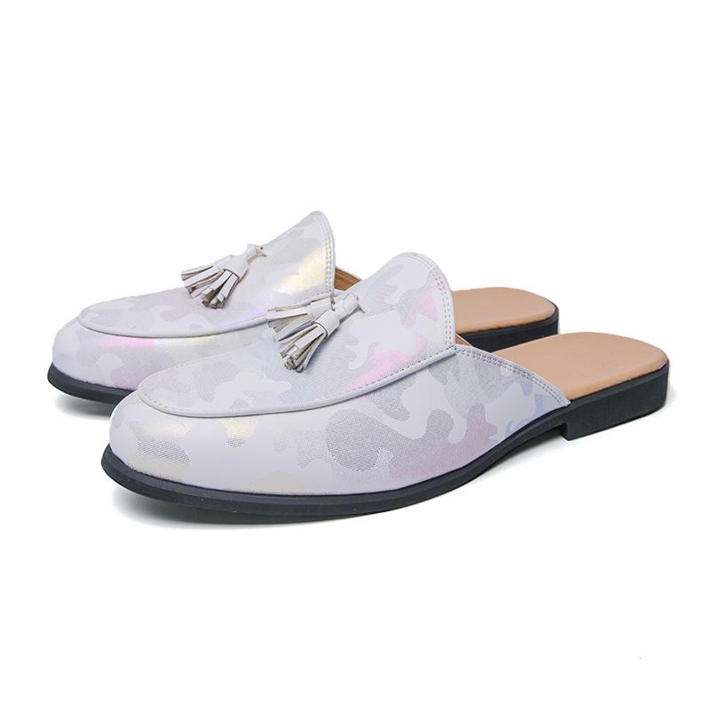 Men s Pointed Toe Leather Half-Slip Sandals - Summer Closed-Toe Casual Shoes 44